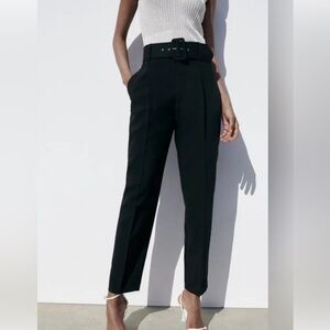 Zara black tapered pant with removable belt